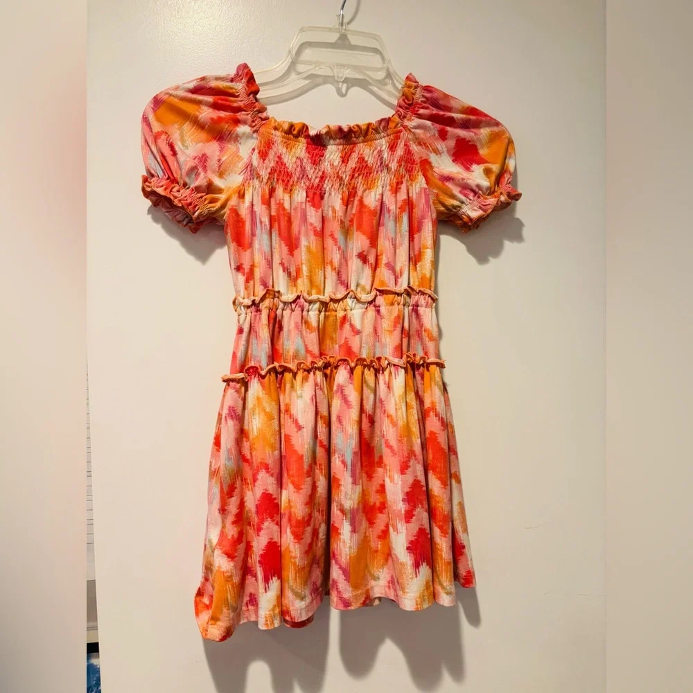 BCBG GIRLS Colorful Kids Dress with Puff Sleeves, Size XS (5/6)
